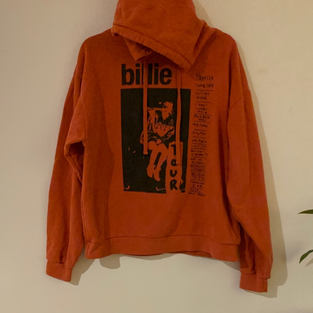 Billie Eilish Orange Graphic Hoodie Sweater - Preloved